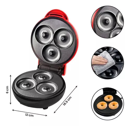 Máquina De Mini Donas Por 3 Antiadherente